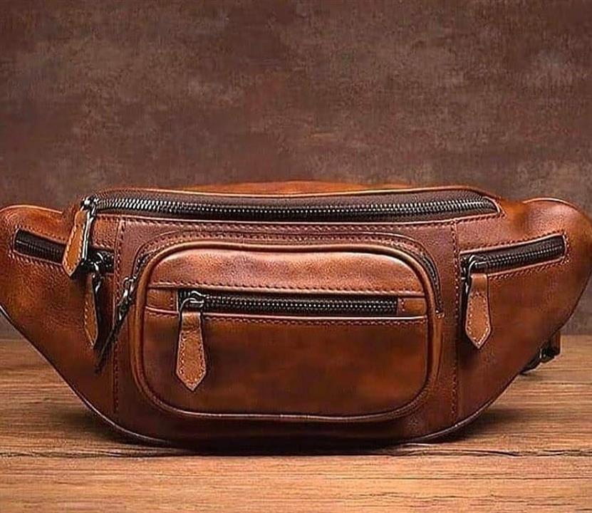 کیف کمری دست دوز چرم طبیعی مردانه کد 5567